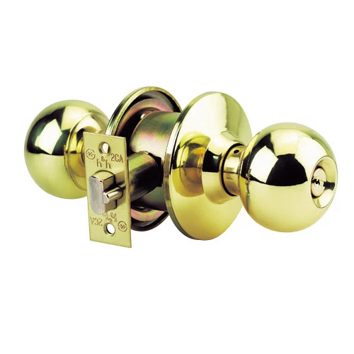 JUNGHWA Key- and Button-Locking Door Knobs  5000PB (Polished Brass)