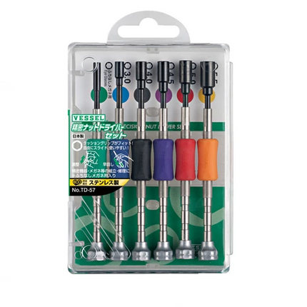 VESSEL Precision Nut driver Set No.TD-57(TD-52 6 pc. set)
