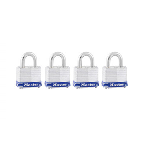 MASTER LOCK Model No. 3008D  1-9/16in (40mm) Wide Laminated Steel Pin Tumbler Padlock; 4 Pack