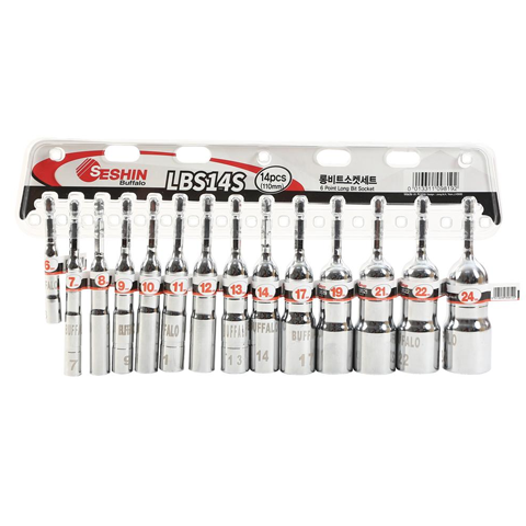 Seshin Buffalo 6Point Long Bit Socket Set LBS14S (110mmX14PCS)