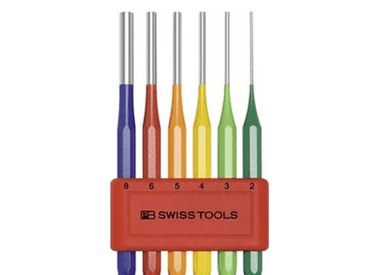 [PB SWISS TOOLS] PB 755 BL RB Coloured parallel pin punch set, octagonal, powder-coated  colour-coded according to size