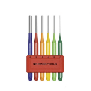 [PB SWISS TOOLS] PB 755 BL RB Coloured parallel pin punch set, octagonal, powder-coated  colour-coded according to size
