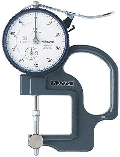 Mitutoyo 7313 Dial Thickness Gage, Lens Thickness Reverse Anvil, 0-10mm Range