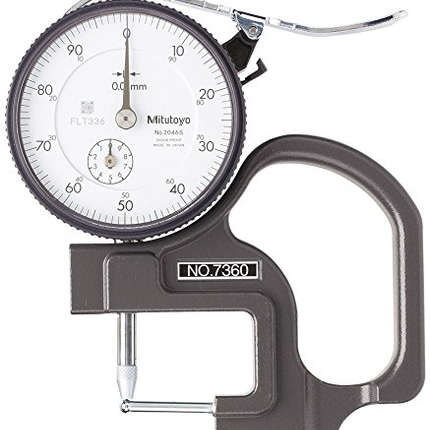 Mitutoyo 7360 Dial Thickness Gage, Tube Thickness Anvil, 0-10mm Range