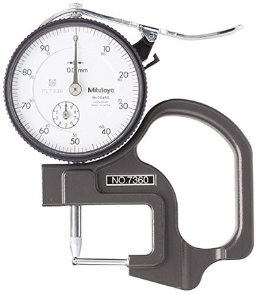 Mitutoyo 7360 Dial Thickness Gage, Tube Thickness Anvil, 0-10mm Range