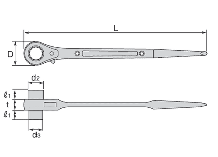 [SUPER TOOL] DOUBLE-SIZE RATCHET WRENCH (Reversible Claw Type) RN1012～4650