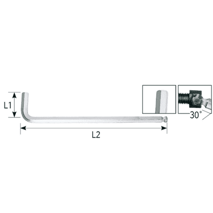 [WIHA] L-keys   Hexagonal ball end matt chrome-plated  369