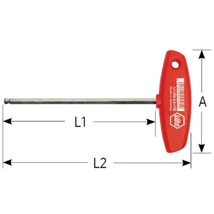 [WIHA] L-key with T-handle Hexagonal ball end brilliant nickel-plated  540
