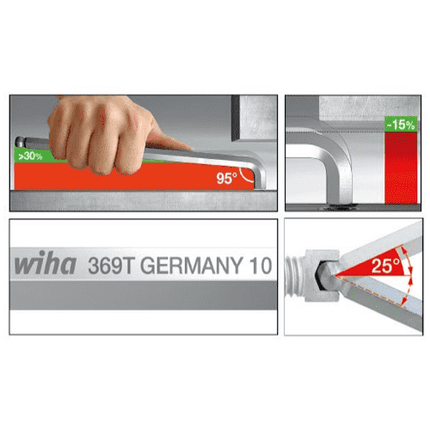 [WIHA] L-keys Hexagonal ball end with short side, matt chrome-plated 369T