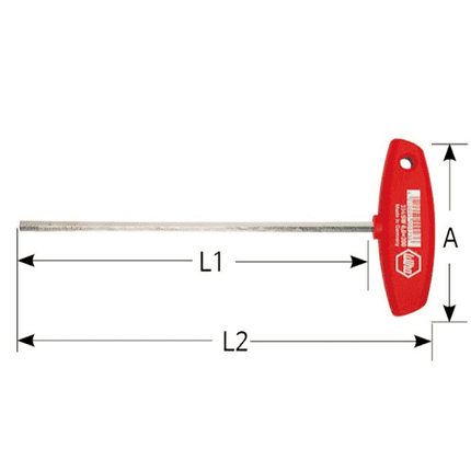 [WIHA] L-key with T-handle Hexagon brilliant nickel-plated  334