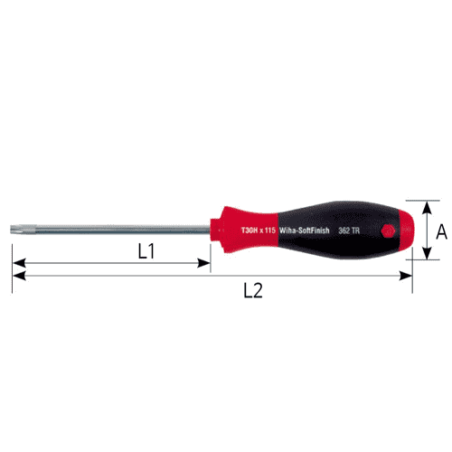 [WIHA] Screwdriver SoftFinish® TORX® Tamper Resistant (with hole) with round blade 362TR