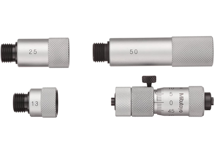 Mitutoyo 137-201 Tubular Vernier Inside Micrometer, Extension Rod Type, 50-150mm Range, 0.01mm Graduation, Plus /-0.009mm Accuracy, 3 Pcs Extension Rods
