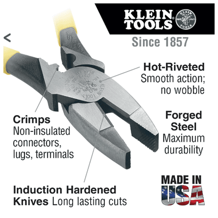 KLEIN TOOLS 9'' Heavy Duty Cutting Pliers Crimping (No.D2000-9NECR)