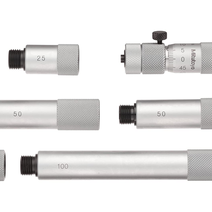 Mitutoyo 137-202 Tubular Vernier Inside Micrometer, Extension Rod Type, 50-300mm