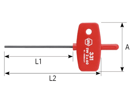 [WIHA] L-key with key handle Hex , black oxidised  331