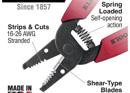 [KLEIN TOOLS] Wire Stripper/Cutter 16-26 AWG Stranded (No.11046) | 218-0188