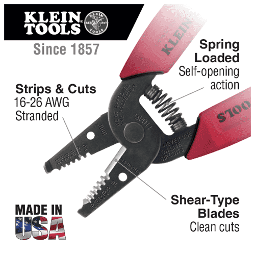 [KLEIN TOOLS] Wire Stripper/Cutter 16-26 AWG Stranded (No.11046) | 218-0188