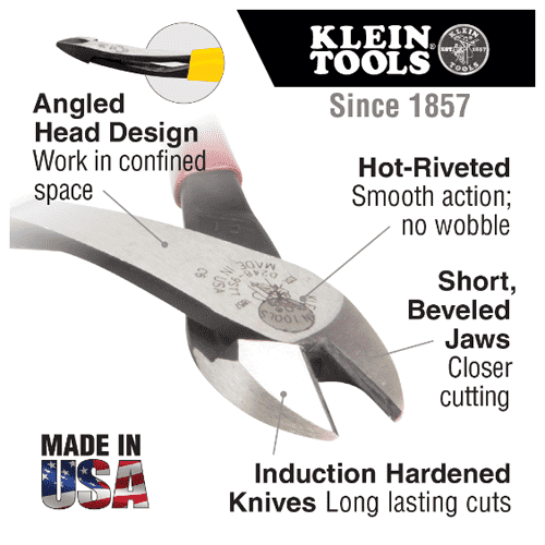 [KLEIN TOOLS] 9'' Diagonal Cutting Pliers Angled Head (No.D2000-49) | 218-0577