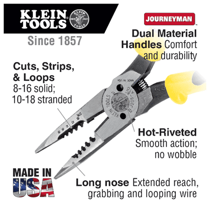 [KLEIN TOOLS] All-Purpose Pliers, Spring Loaded (No.J206-8C) | 218-0443